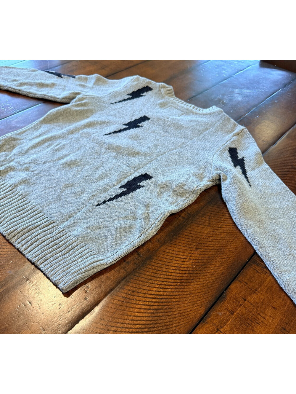 Chaser Lightning Bolt Crewneck Sweater Heather Grey NWT $108 Size XS